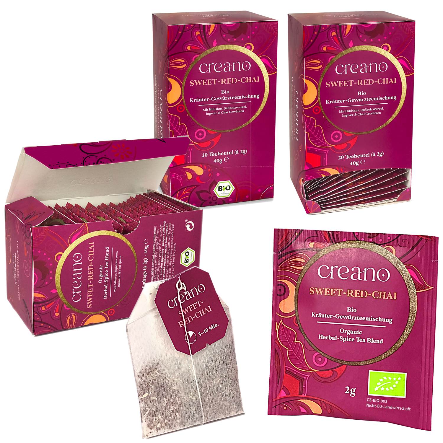 Bio-Teebeutel Sweet-Red-Chai 20er / 60er-Pack* - Creano