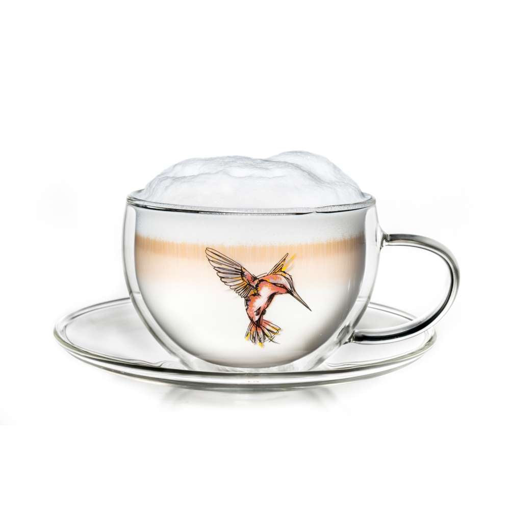 Creano Thermo-Tasse (blau, grün, rot) mit Untersetzer "Hummi" | 250ml