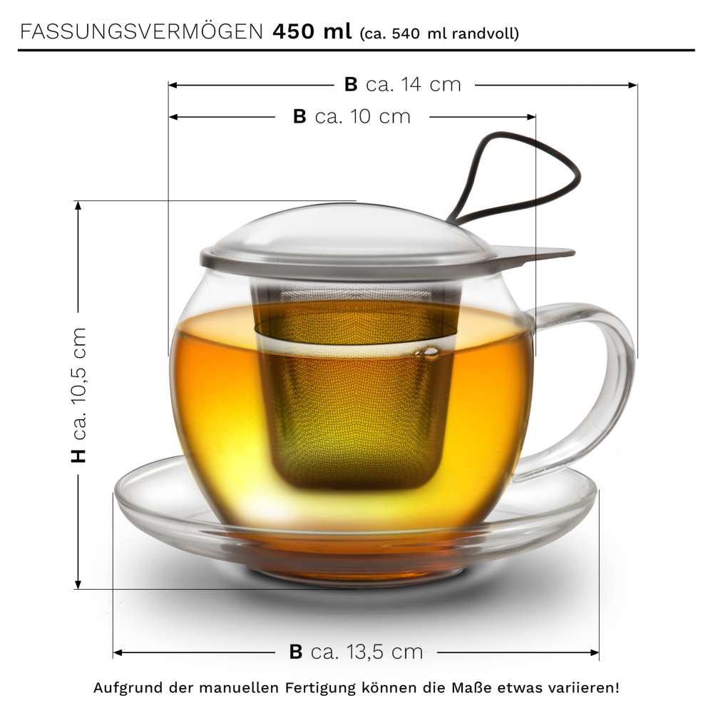 Jumbo-Tasse 450ml mit Sieb plus 2x Teelini - Creano