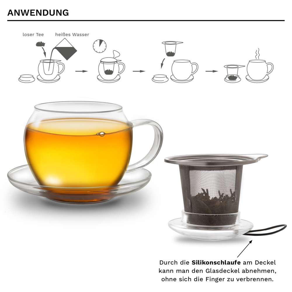 Jumbo-Tasse 450ml mit Sieb plus 2x Teelini - Creano