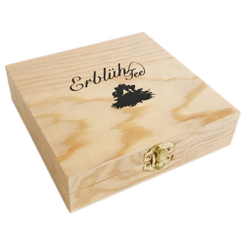 Creano Teeblumen Geschenkset in Teekiste aus Holz 12 Erblühtee in 9 Sorten Weißtee & Schwarztee, Geschenk für Frauen, Mutter, Teeliebhaber - Creano