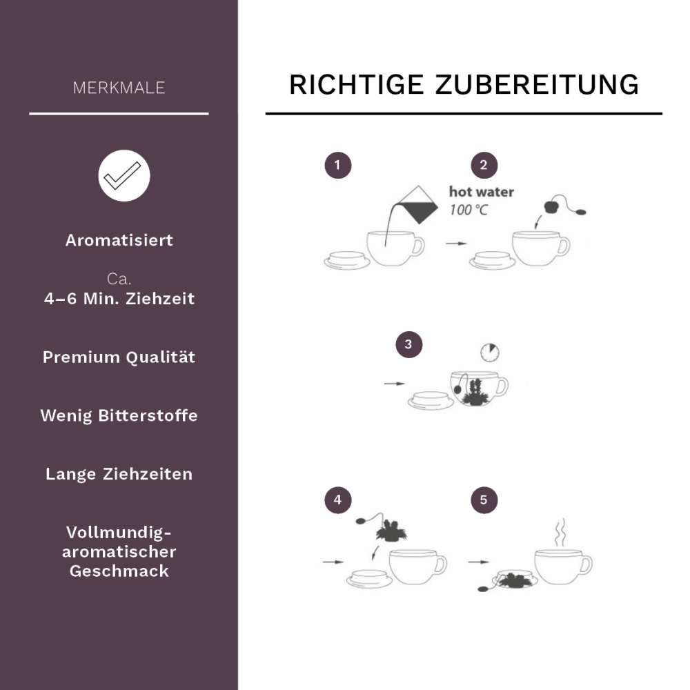 ErblühTeelini Schwarztee Geschenkset und Holzkiste mit 12 ErblühTeelini Schwarztee