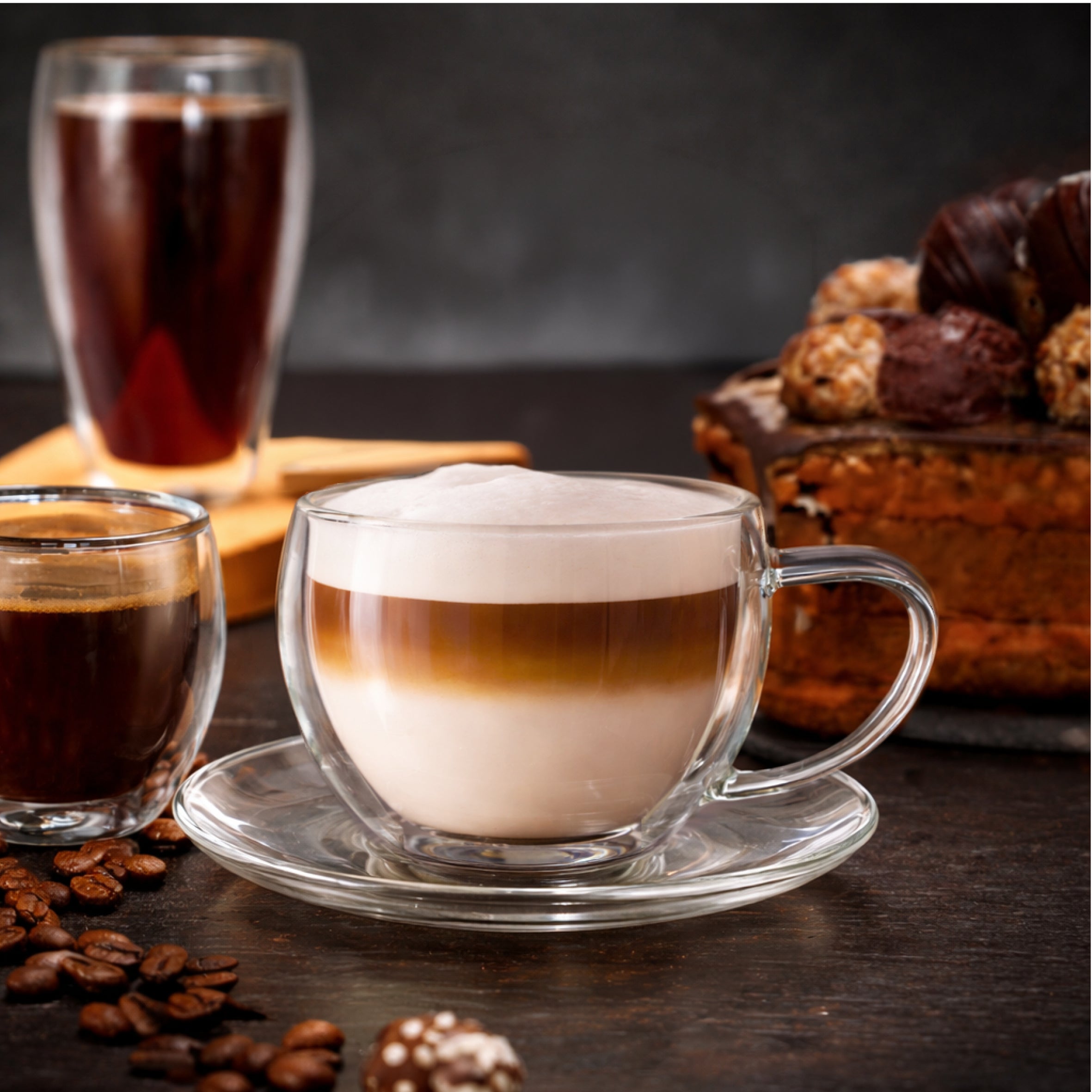 Creano doppelwandige Thermo-Tasse (Set: 1er, 2er, 4er, 6er) mit Untersetzer | 250ml - Creano