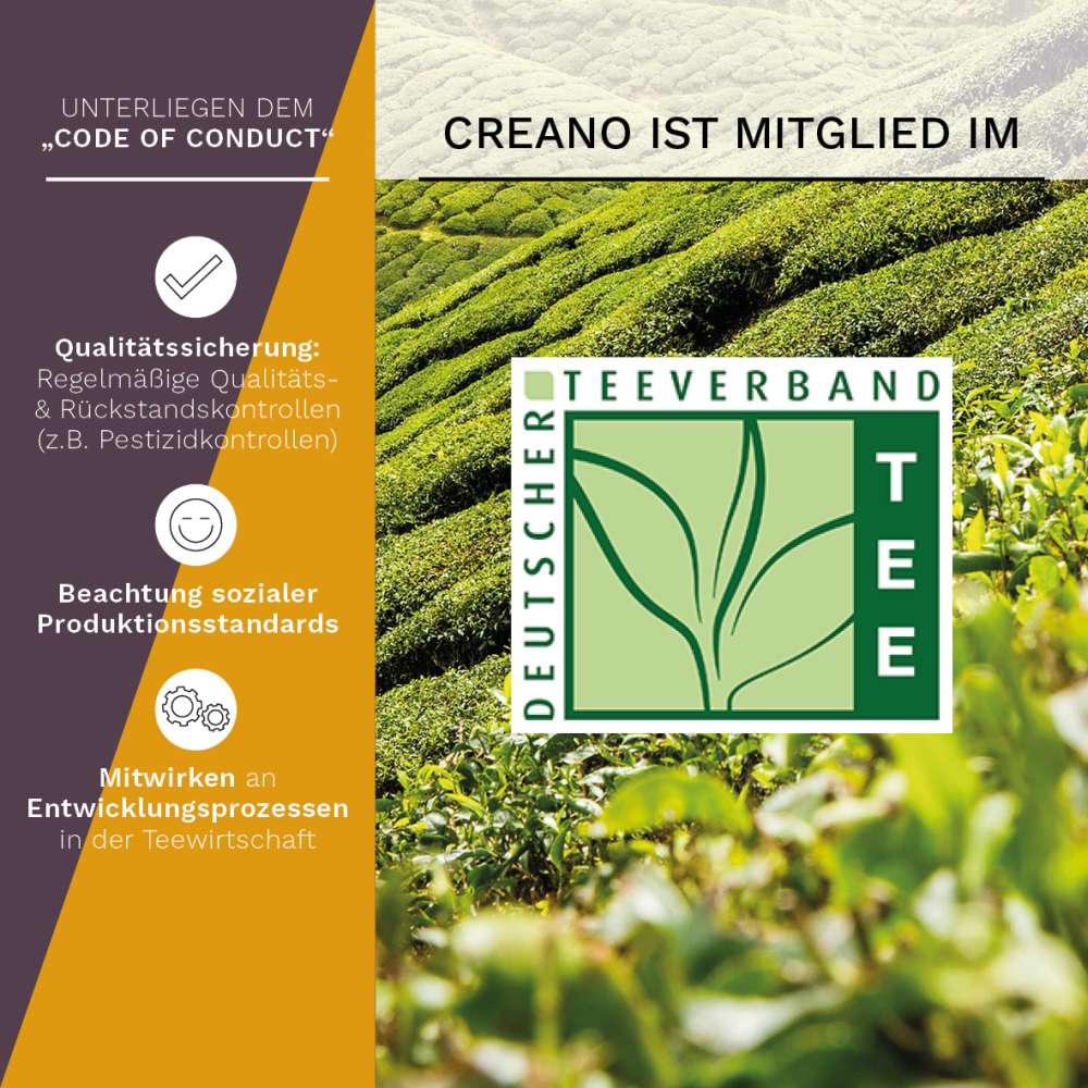 Creano Teelini Teeblumen im Tassenformat, Geschenkset in Teekiste aus Holz, 12 Erblühteelini in 8 Sorten - Weißer Tee & Schwarzer Tee - Creano