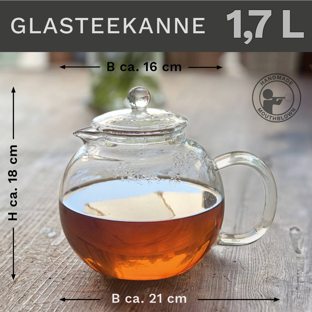Creano Glas Teekanne "Schnabel" | 1,7 Liter - Creano