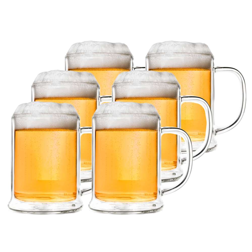 Creano Doppelwandiges Thermo-Bierglas 1er, 2er, 4er, 6er-Set | 500ml