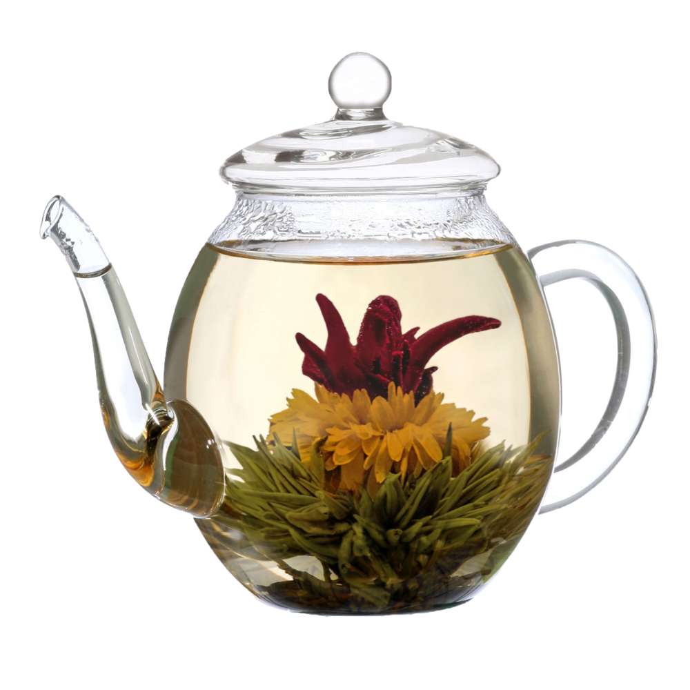 Creano Teeblumen Mix – Erblühtee Fruity Flavor zum Probieren - grüner Tee fruchtig aromatisiert (6 verschiedene Sorten Teerosen) Blooming Tea Tee Geschenk für Frauen, Mutter, Teeliebhaber - Creano