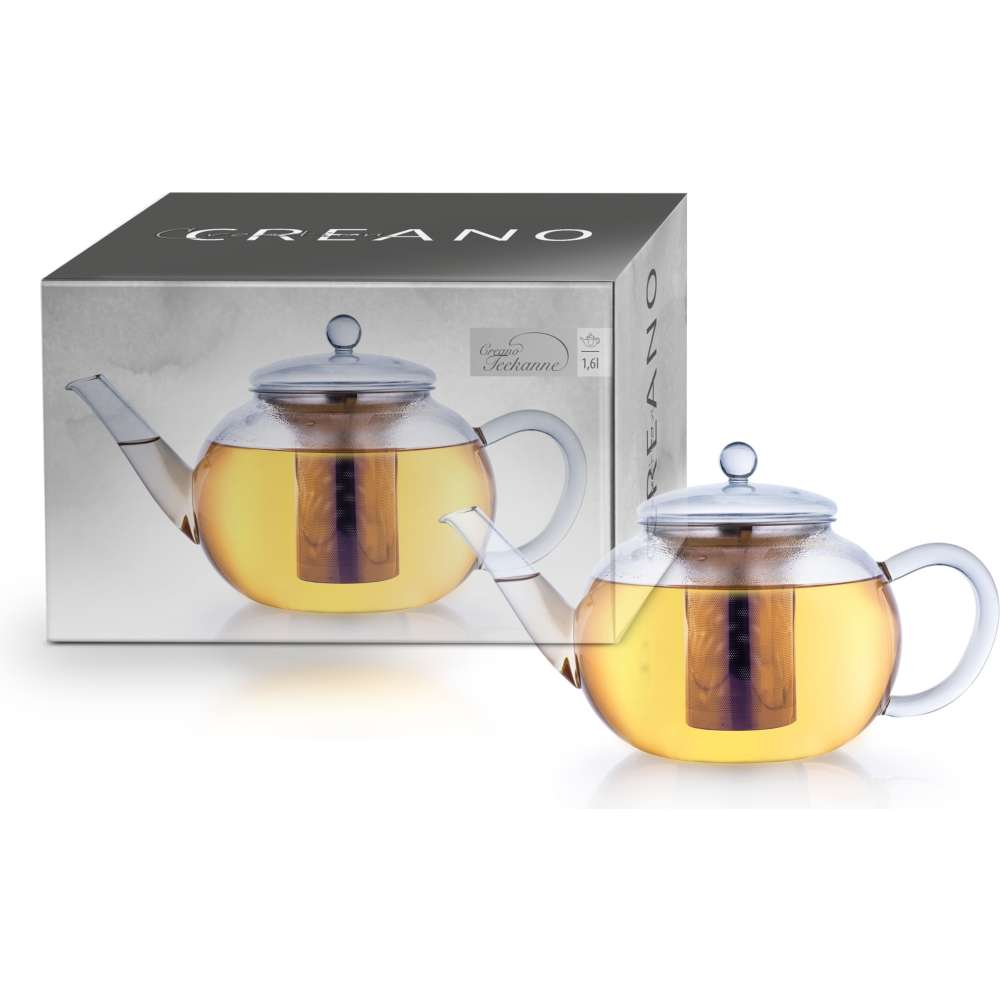Creano Glas Teekanne "flach" | 1,6L