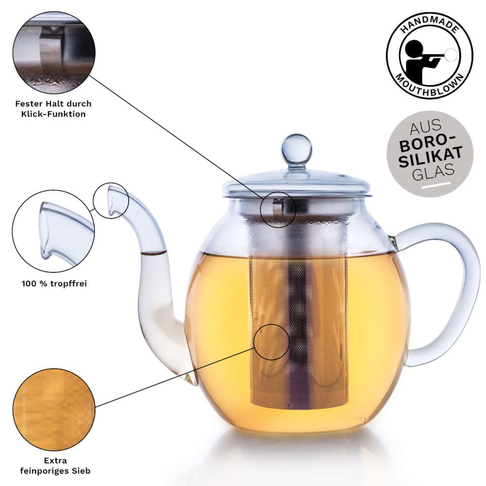 Creano Glas Teekanne “hoch” | 1,0L