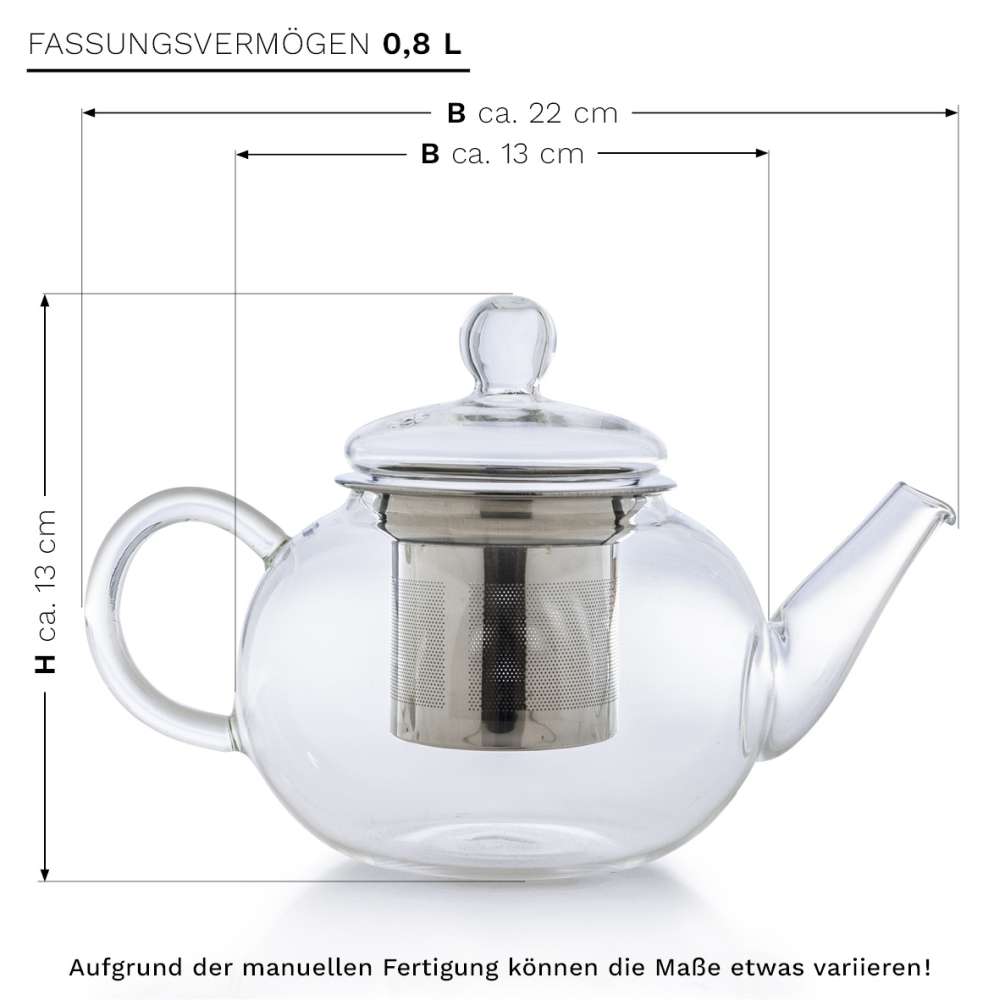 Creano Glas Teekanne "flach" | 800ml