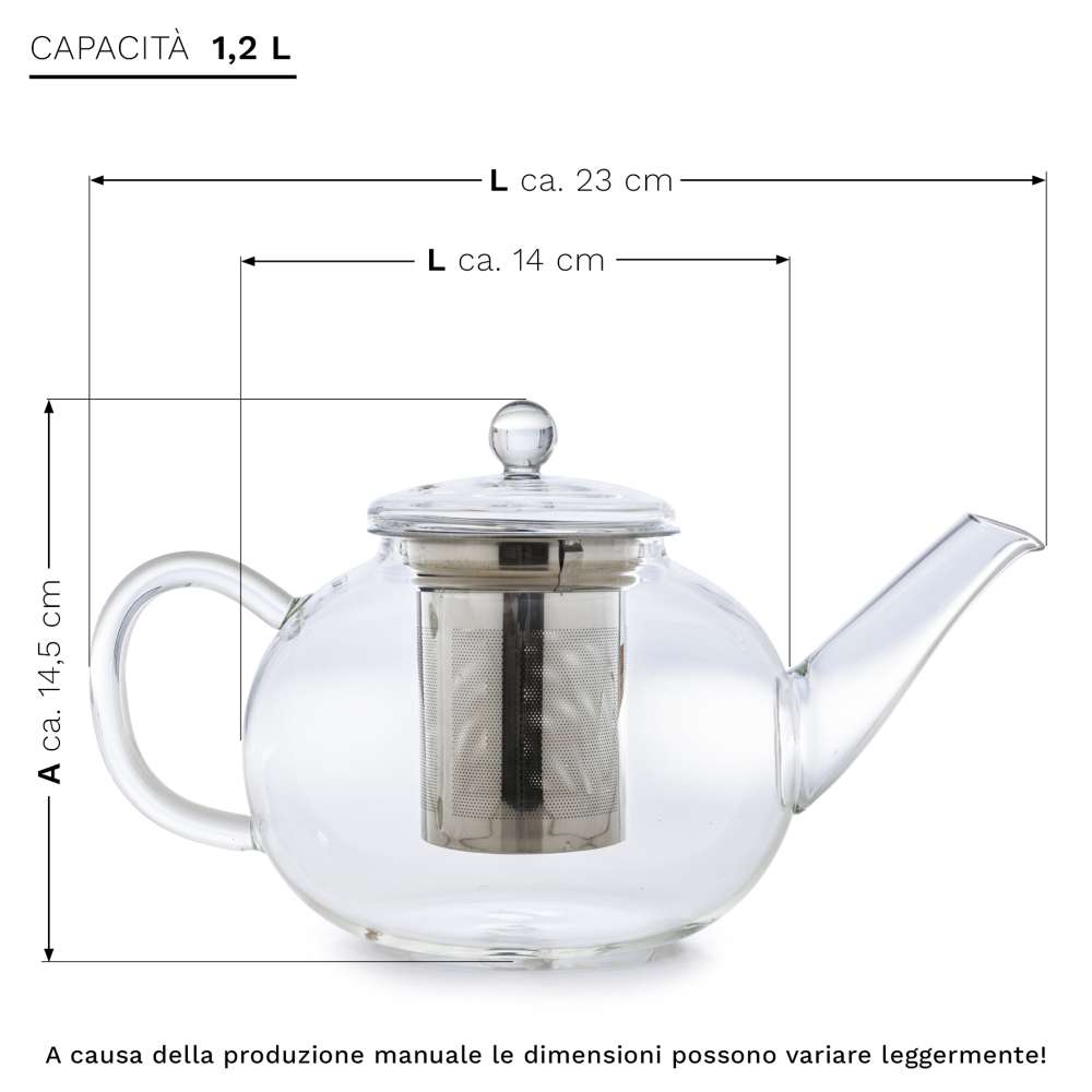 Creano Glas Teekanne "flach" | 1,2L