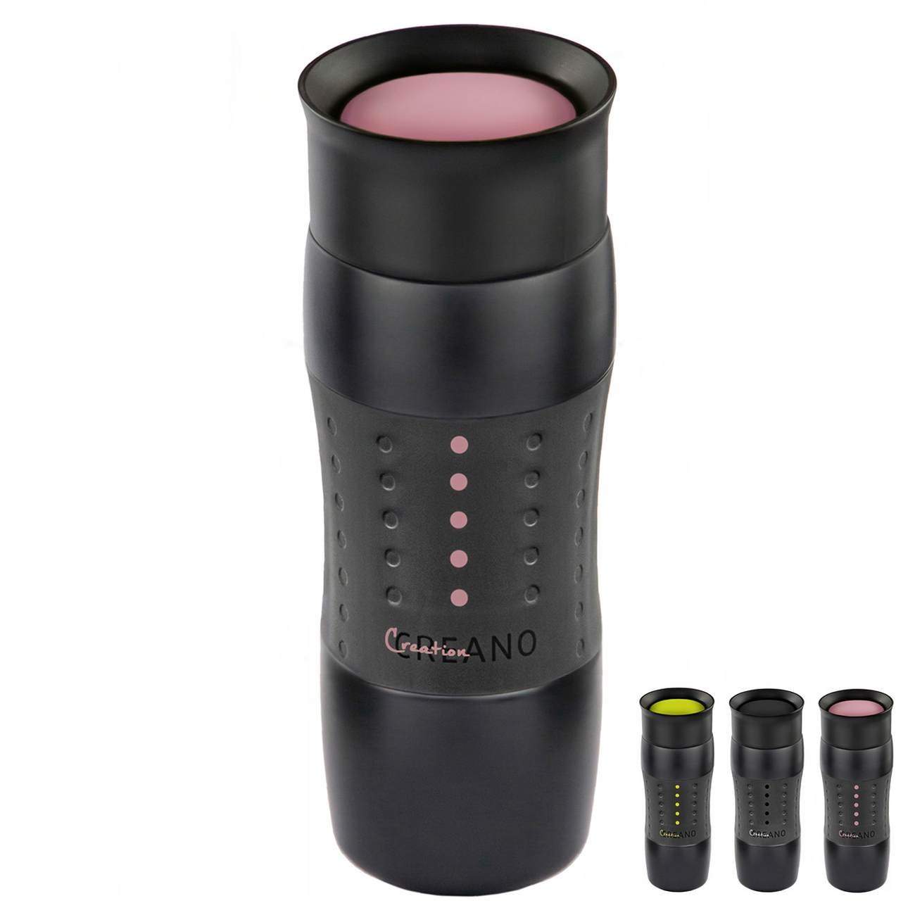 Creano Thermoskanne Design Travel Mug 420ml, grün / pink / schwarz