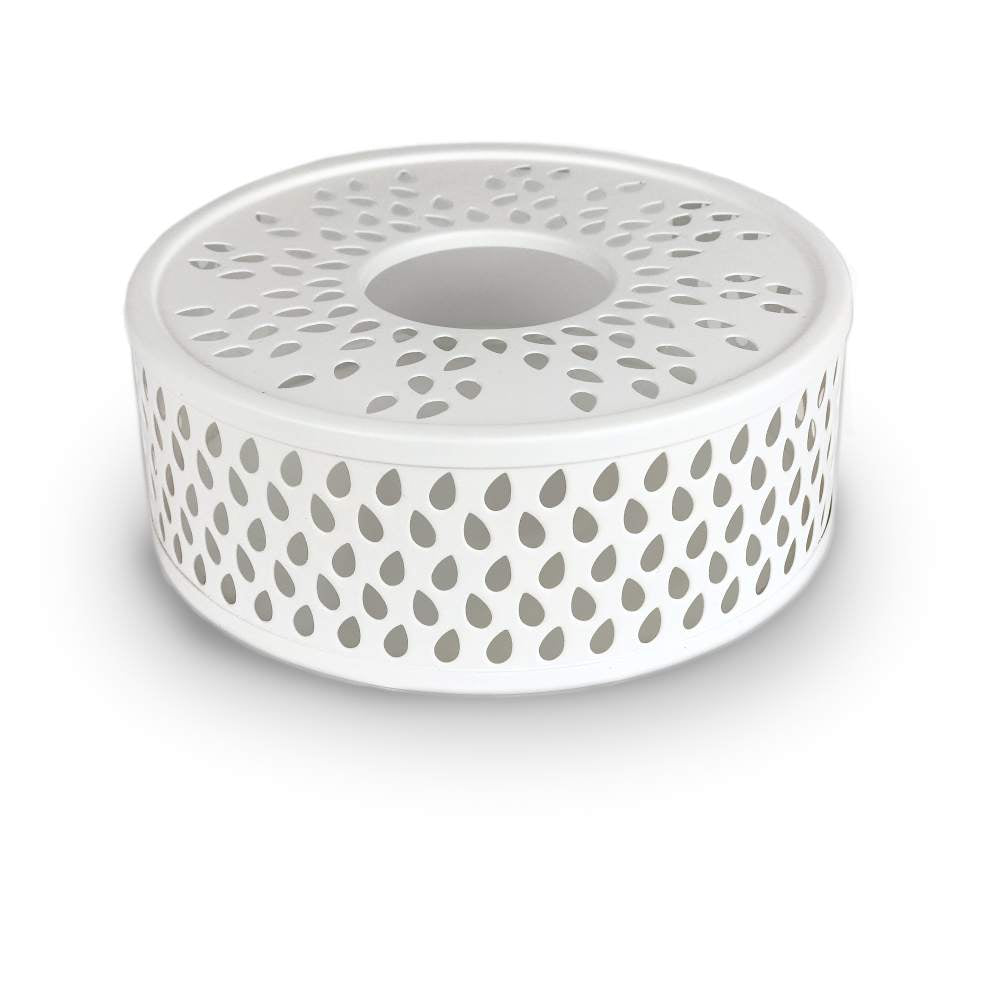 Creano weißes Stövchen "Leaf" aus Edelstahl mit Teelichthalter