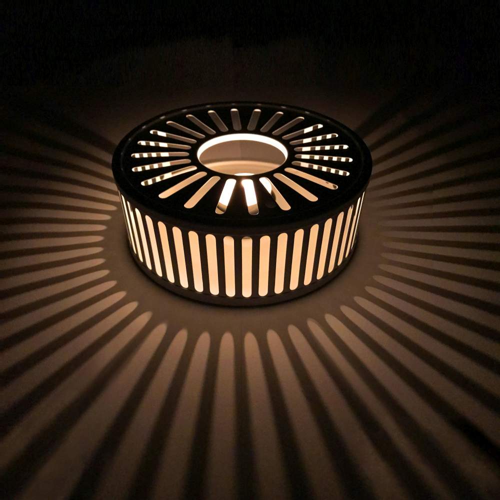 Creano weißes Stövchen "Stripes" aus Edelstahl mit Teelichthalter