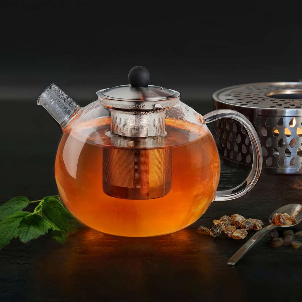 Creano Teekanne mit Edelstahl Siebeinsatz und Deckel – Ideal zur Zubereitung von Losen Tees – tropffrei
