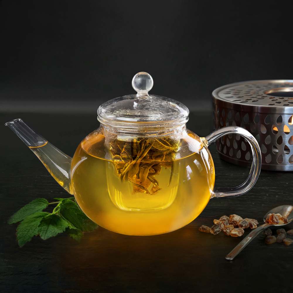 Creano Teekanne aus Glas 0,8l - Glasteekanne mit Glas-Sieb und Deckel - Ideal zur Zubereitung von losen Tees - tropffrei