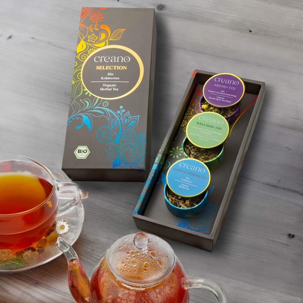 3er Dose Grobschnitt BIO Kräutertee “Calm down” Tee-Mix Creano (Wellness-Tee, Sanfte Stimmung, Abend-Tee)