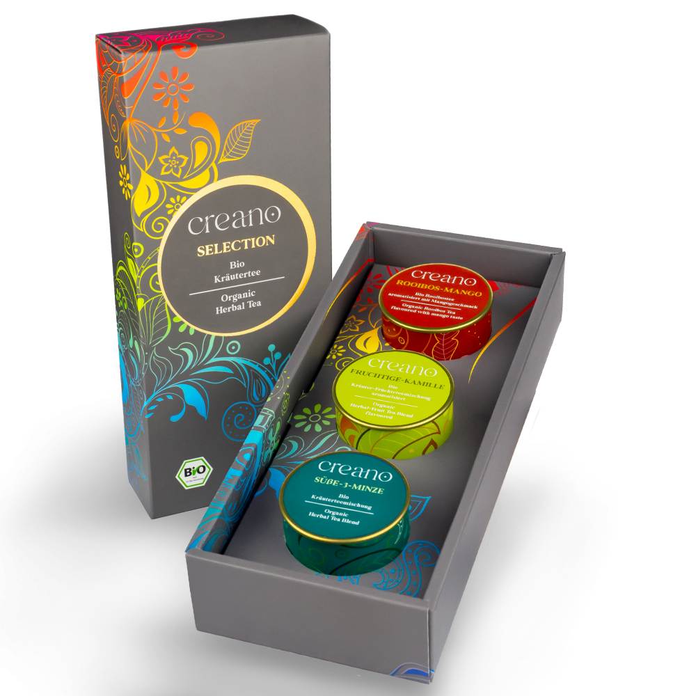3er Dose Grobschnitt BIO Kräutertee “Kräuter-Mix“ Creano (Fruchtige Kamille, Süße 3-Minze, Rooibos-Mango)