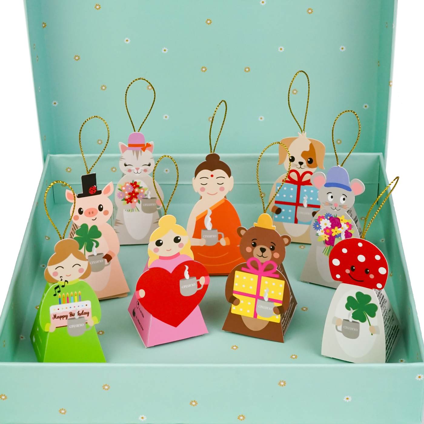 Creano Bio Kräutertee Geschenkset „Tea Lovers“ - 9 Pyramiden-Teebeutel in 9 niedlichen Figuren zum Verschenken - 22,5g - NEUHEIT 2025*