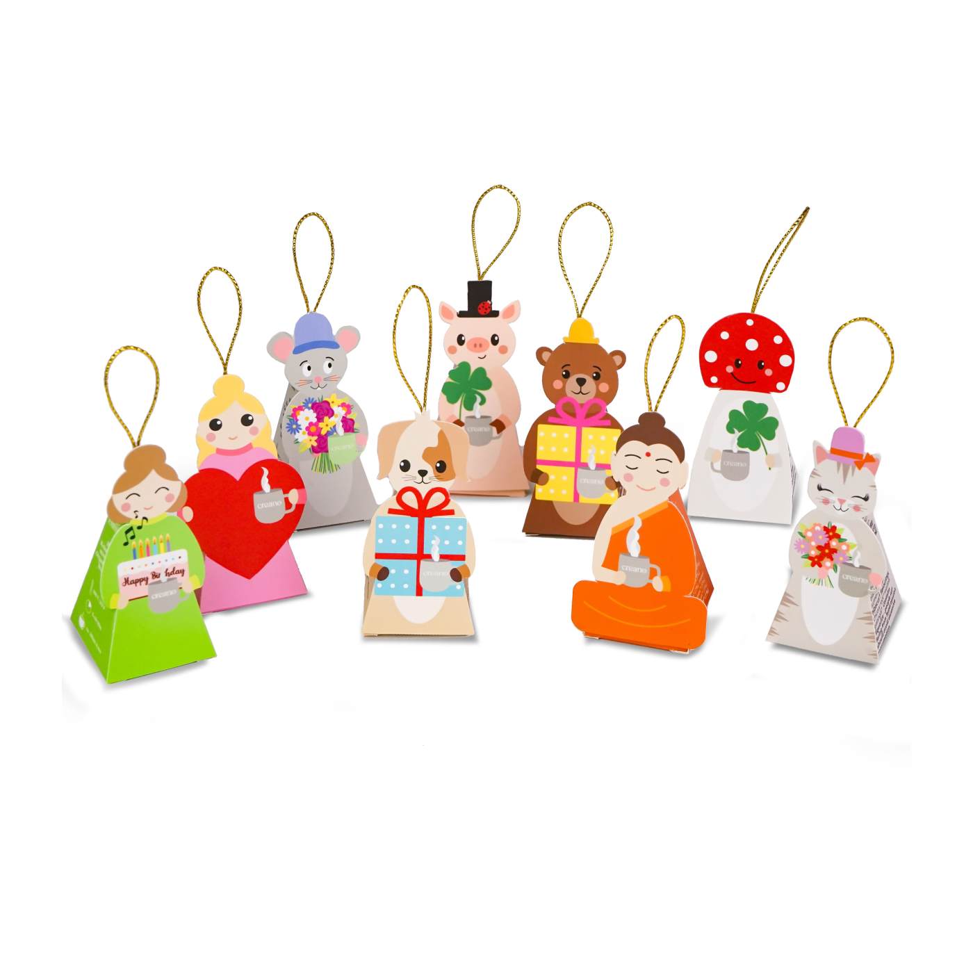 Creano Bio Kräutertee Geschenkset „Tea Lovers“ - 9 Pyramiden-Teebeutel in 9 niedlichen Figuren zum Verschenken - 22,5g - NEUHEIT 2025*