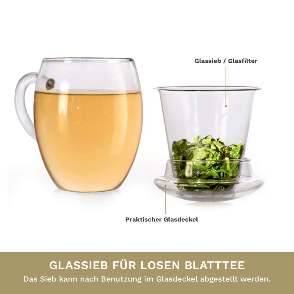Creano TeeGlas "All-In-One" mit Glasfilter, 3-tlg. | 400ml