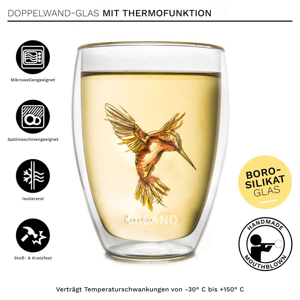 Creano Doppelwandiges Thermoglas "Hummi" | verschiedene Farben - Creano
