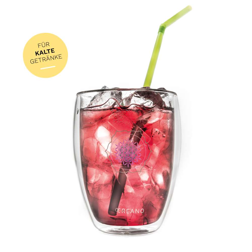 Creano doppelwandiges Tee-Glas, Latte Macchiato, Thermobecher Blume des Lebens | 250ml, in exklusiver Geschenkbox 1x 250ml