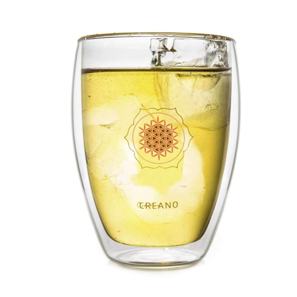 Creano doppelwandiges Tee-Glas, Latte Macchiato, Thermobecher Blume des Lebens | 250ml, in exklusiver Geschenkbox 3er Set - Creano