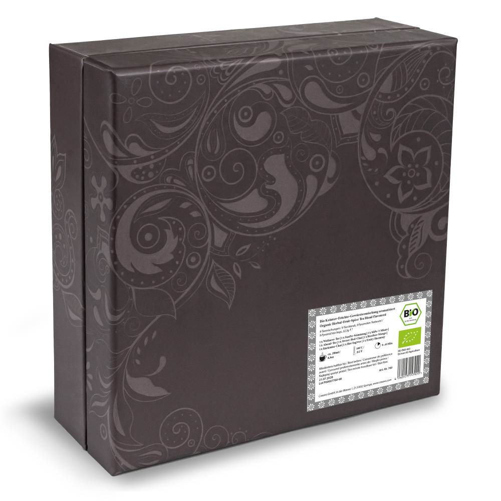 Bio Kräutertee 9er Pyramiden Geschenkset „ORGANIC HERBAL TEA“ - 9 Bio-Pyramiden-Teebeutel in 9 unterschiedlichen Sorten - 22,5g*²