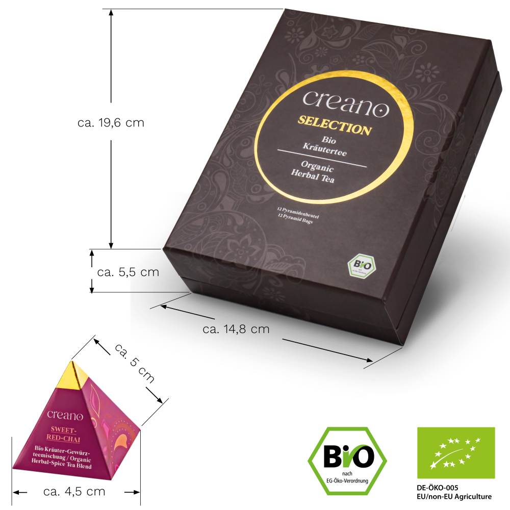 Bio Kräutertee 12er Pyramiden Geschenkset „ORGANIC HERBAL TEA“ - 12 Bio-Pyramiden-Teebeutel in 9 unterschiedlichen Sorten - 30g*²