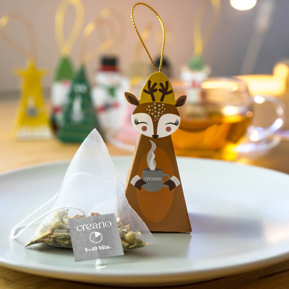 Christmas Bio Kräutertee 9er Pyramiden Geschenkset „ORGANIC HERBAL TEA“ - 9 Bio-Pyramiden-Teebeutel in 9 unterschiedlichen Sorten - 22,5g*² - Creano