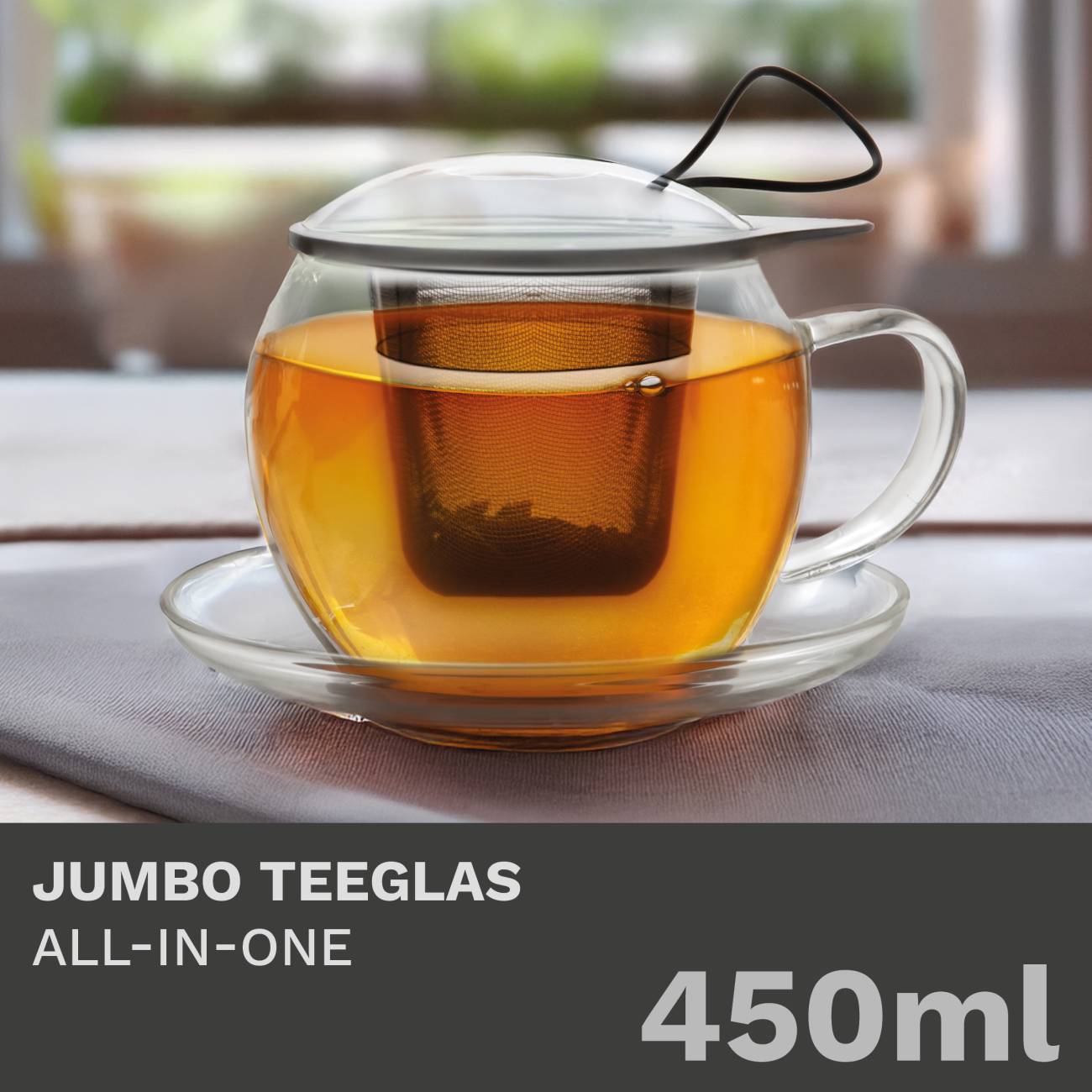 JUMBO Tee-Tasse XXL aus Glas mit Henkel - Creano