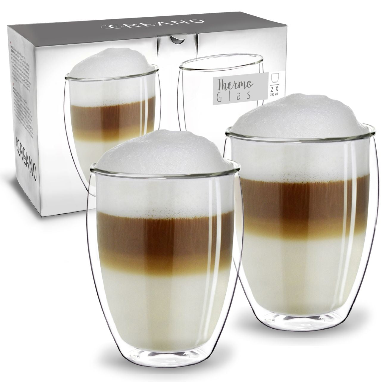 Creano doppelwandiges Thermoglas (Set: 2er, 4er, 6er) "hoch" | 250ml - Creano