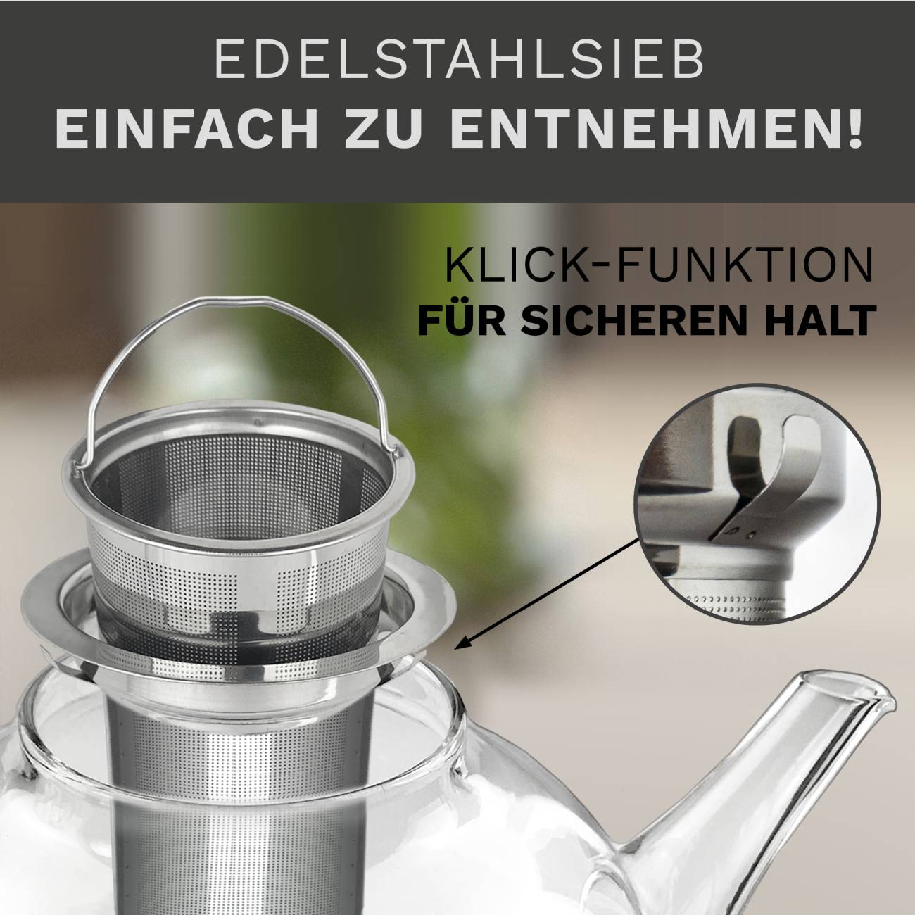 Creano Glas Teekanne "flach" | 1,2L - Creano