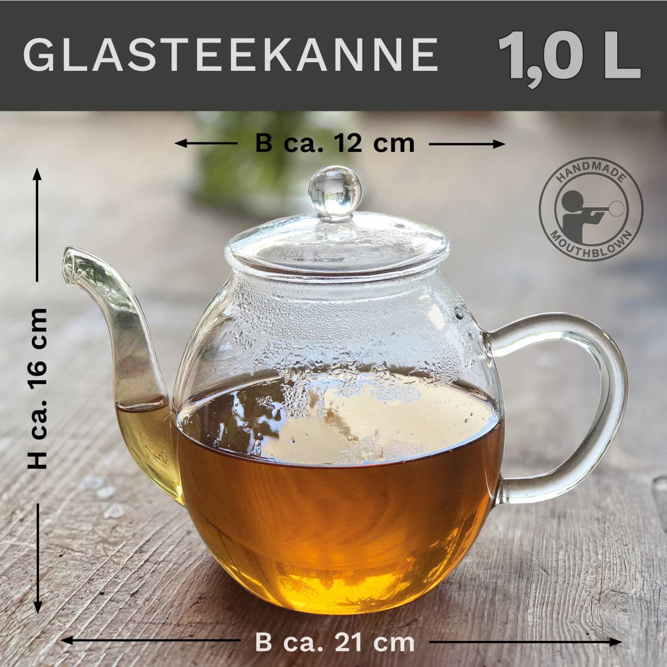 Creano Glas Teekanne “hoch” | 1,0L - Creano