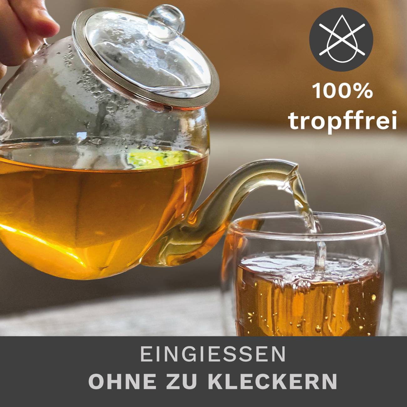 Creano Glas Teekanne “hoch” | 1,0L - Creano