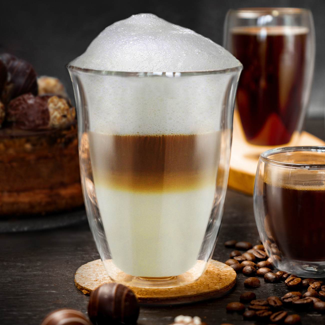 Creano doppelwandiges V-Form Thermoglas (Set: 2er, 4er, 6er) “dg-v” | 250ml