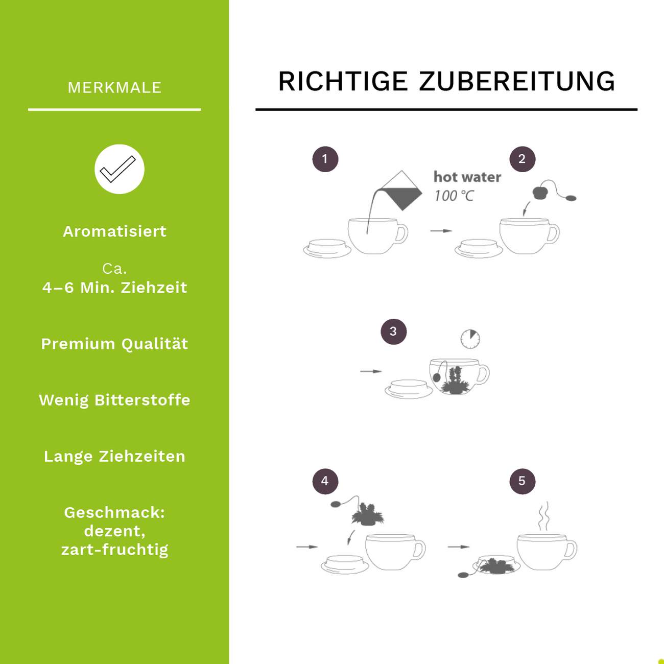 Creano ErblühTeelini Teeblumen Geschenkset mit Teeglas und 8 Teeblumen im Tassenformat, grüner Tee, Geschenk - Creano