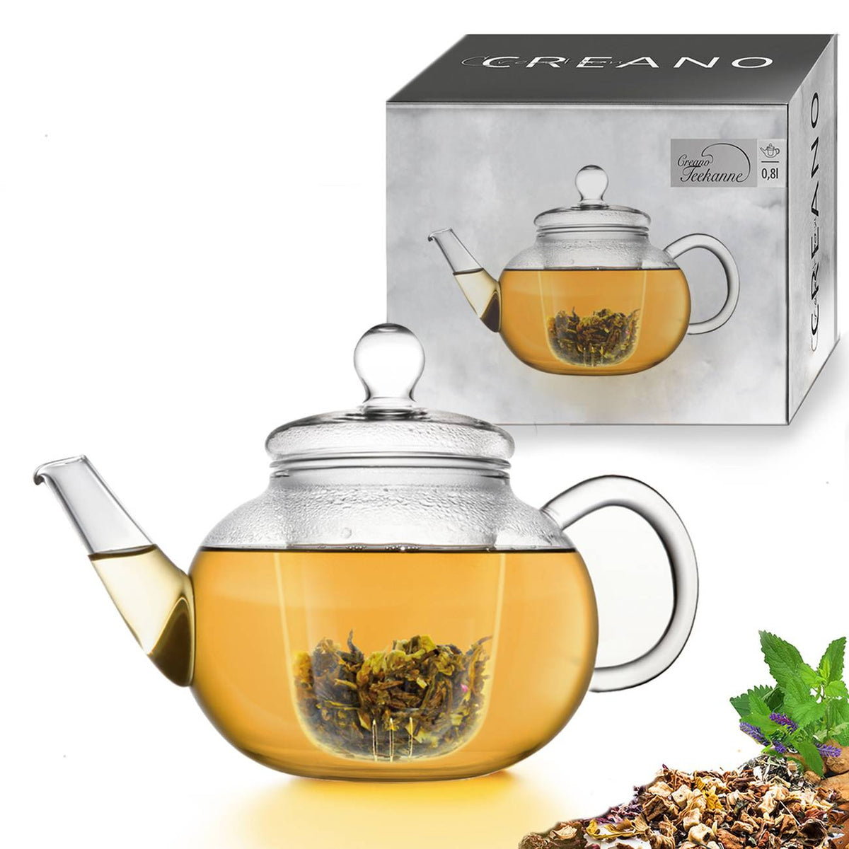 Creano Glas-Teekanne 0,8l mit Sieb