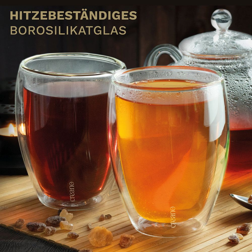 Creano doppelwandige Premium Gläser in Gastro Qualität, Set, 400ml - Creano
