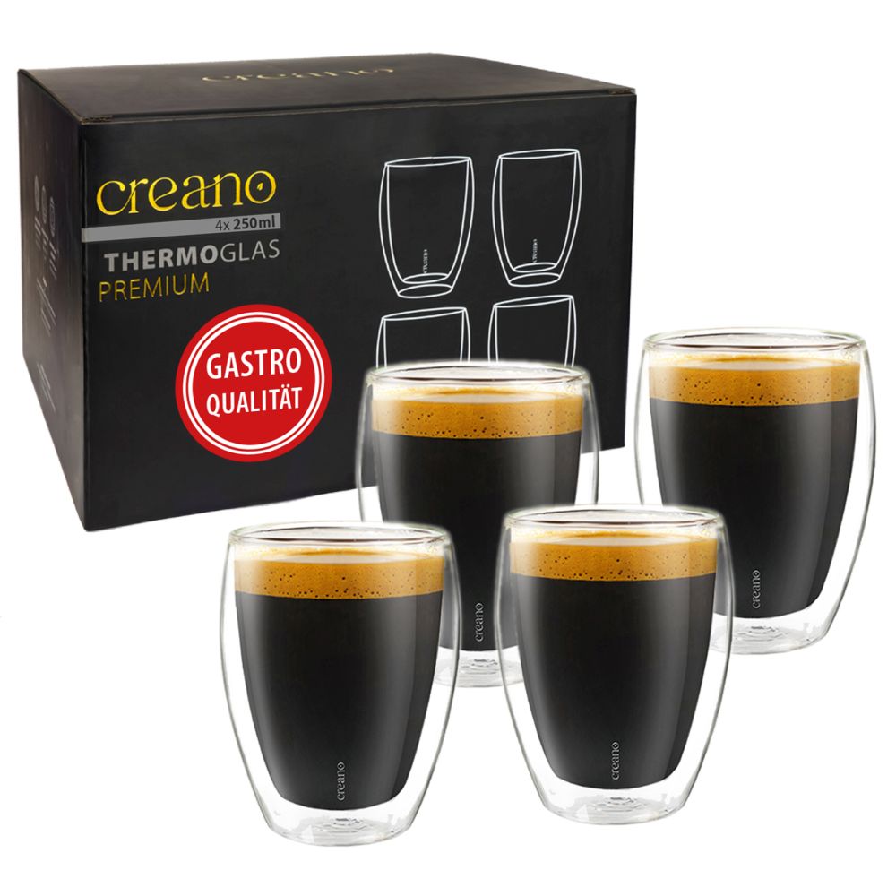 Creano doppelwandige Premium Gläser in Gastro Qualität, Set, 250ml