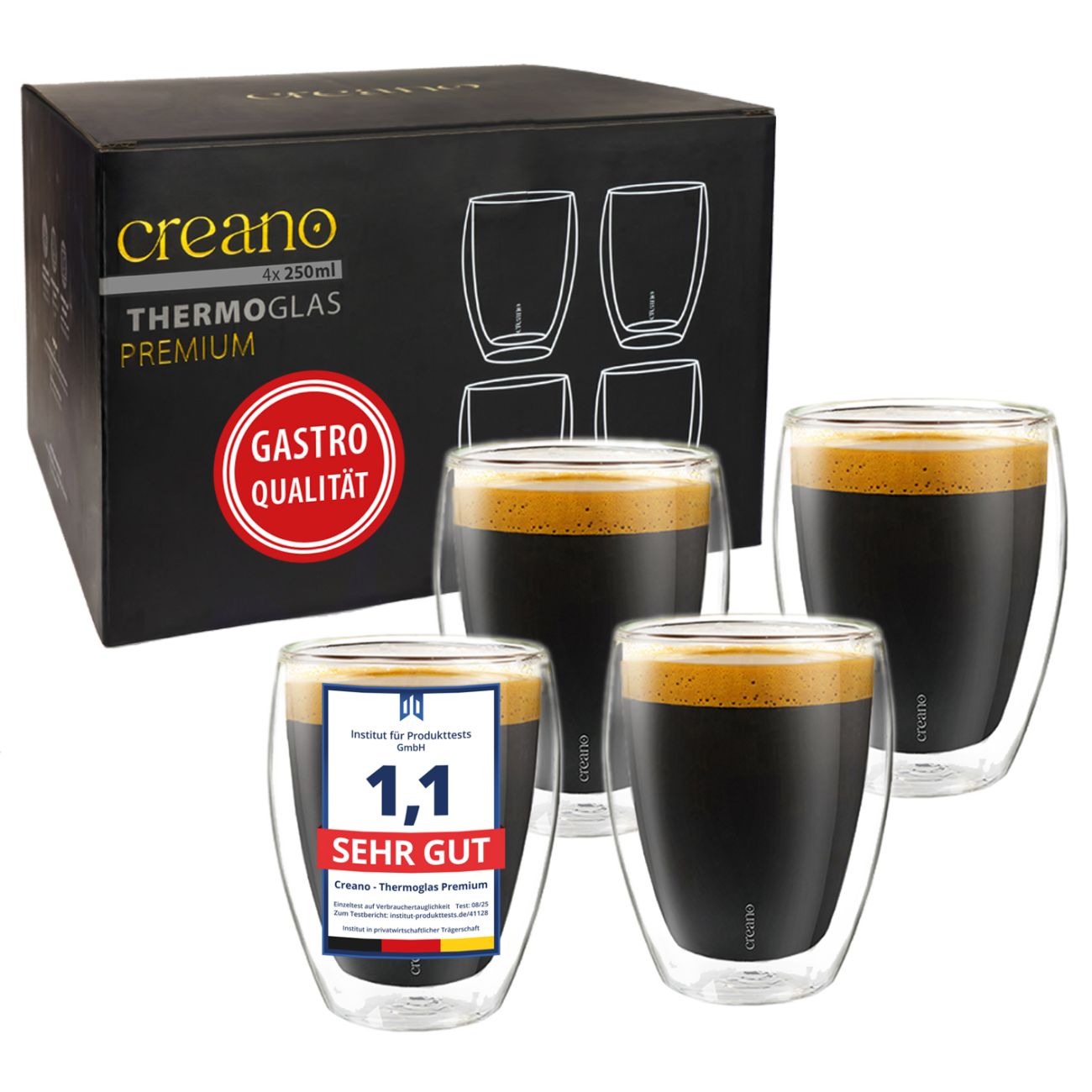 Creano Gastro Doppelwandgläser 250ml – mit GastroSeal-Versiegelung