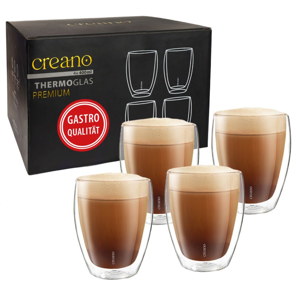 Creano doppelwandige Premium Gläser in Gastro Qualität, Set, 400ml - Creano
