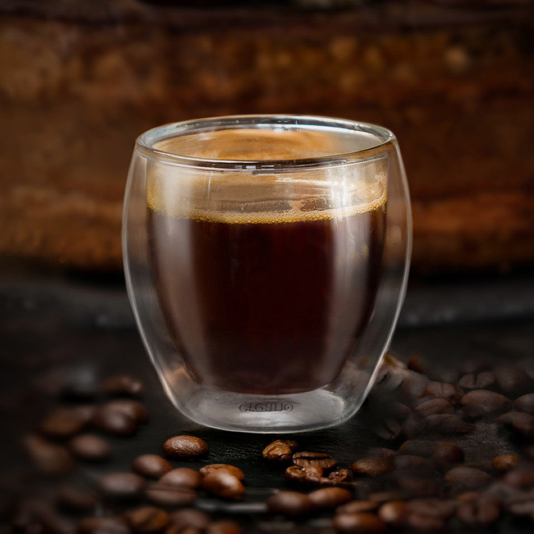 Creano doppelwandige Espresso-Gläser, 6er Set 80ml, Mokkatassen, Espressotassen, Thermo-Gläser mit Schwebe-Effekt - Creano