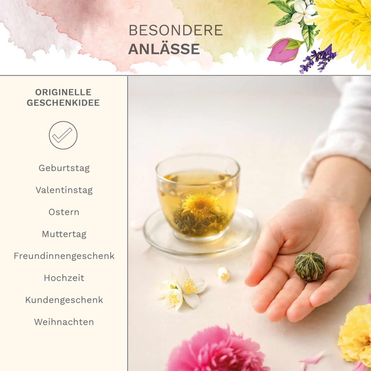 Neues Design: ErblühTee-Mix Set mit Glaskanne - Creano