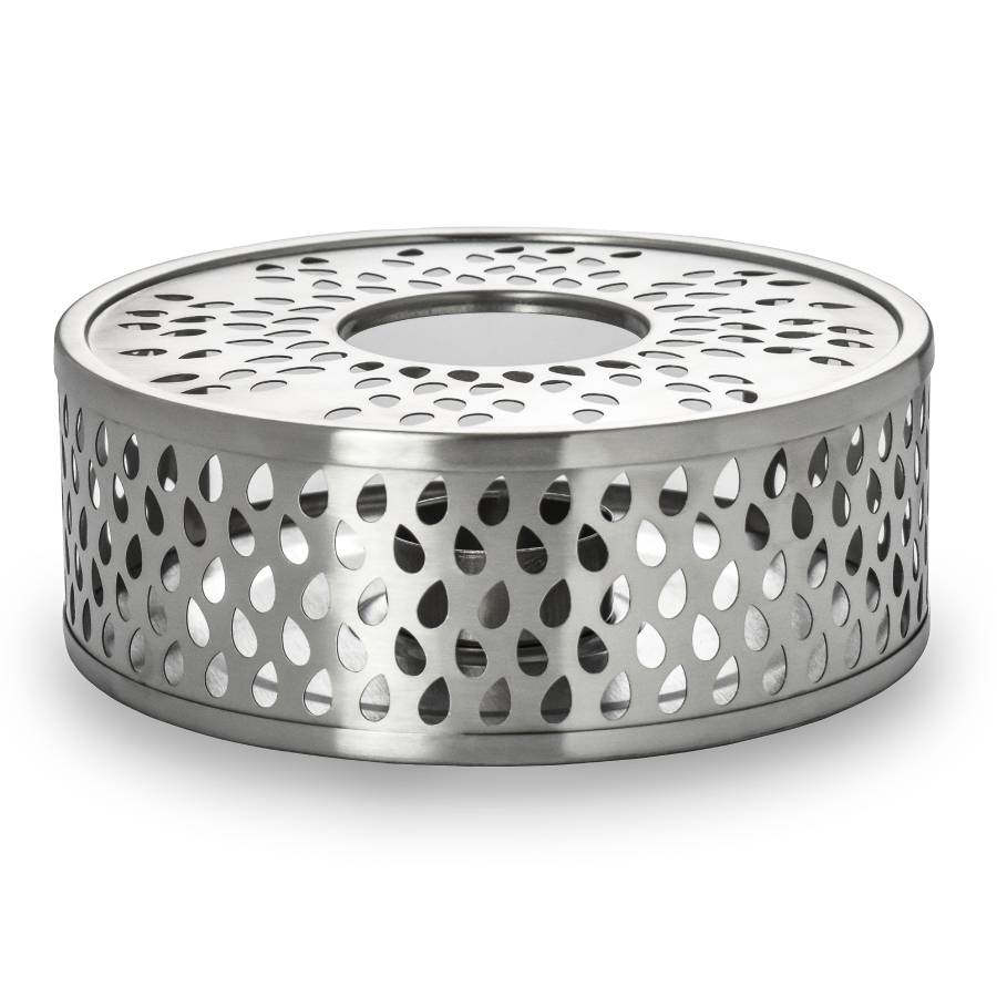 Creano Silver Stövchen "Leaf" aus Edelstahl mit Teelichthalter