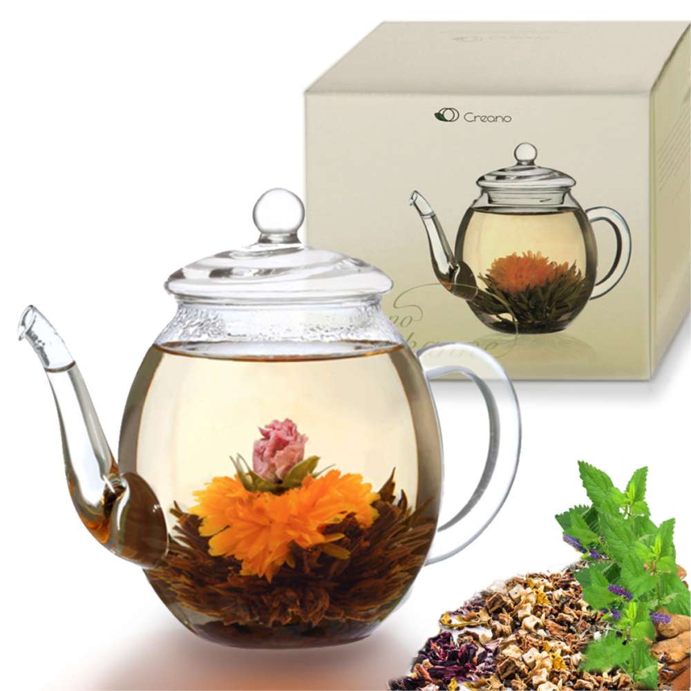 Creano Glass Teapot With Lid For 500ml Tea From Tea Flowers Tea Roses