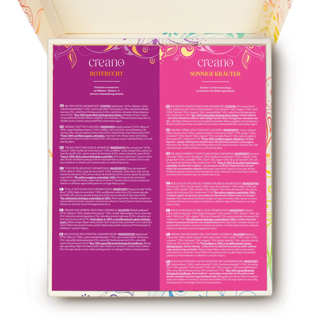 Bio Früchte- Kräutertee 27er Geschenkset „ORGANIC HERBAL TEA“ - 27 Bio-Teebeutel in 9 unterschiedlichen Sorten - 54g*²