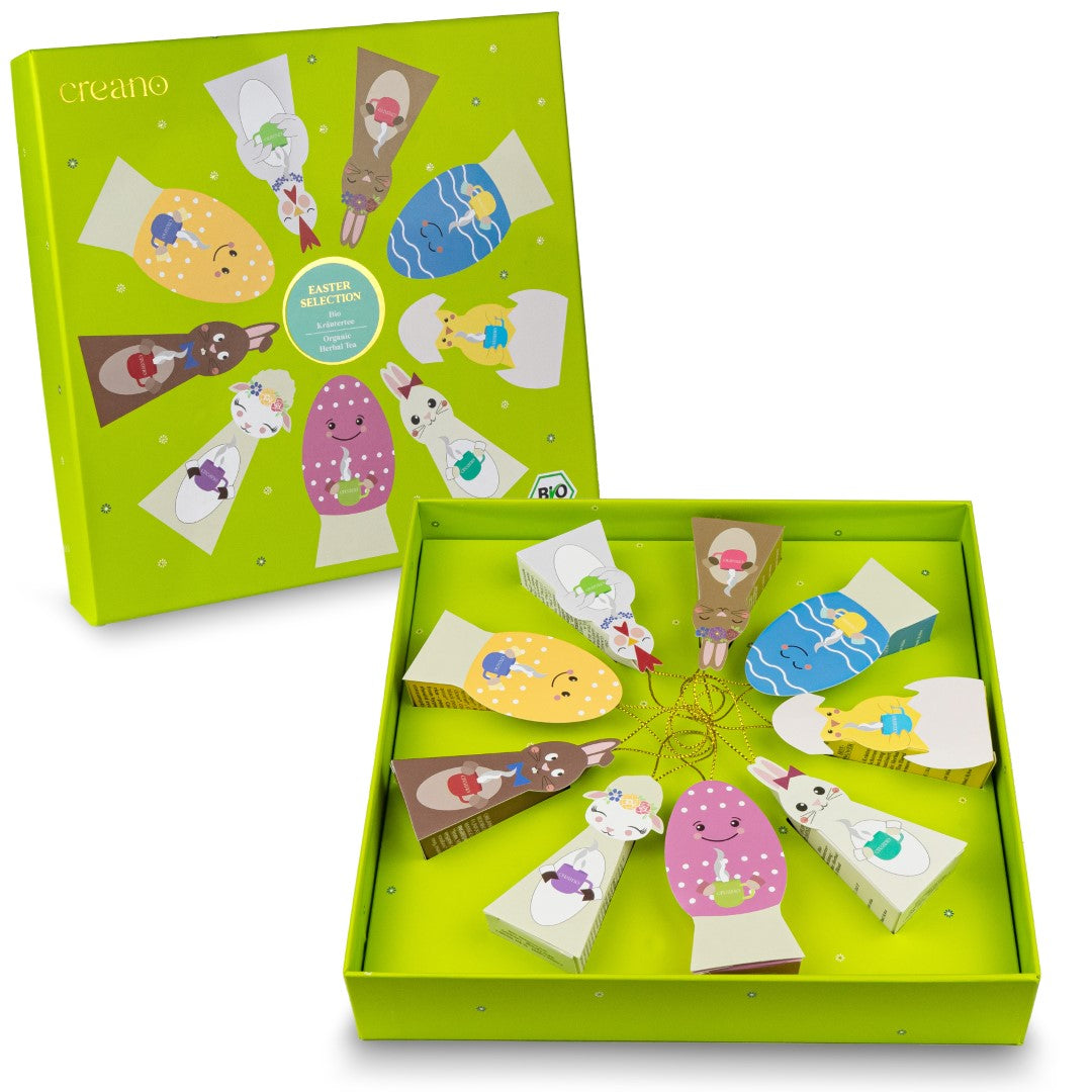 Oster-Edition Bio Kräutertee 9er Pyramiden Geschenkset „ORGANIC HERBAL TEA“ - 9 Bio-Pyramiden-Teebeutel in 9 unterschiedlichen Sorten - 22,5g*²