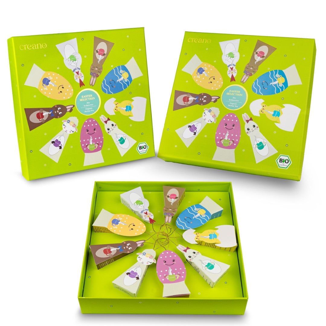 Oster-Edition Sets Bio Kräutertee 9er Pyramiden Geschenkset „ORGANIC HERBAL TEA“ - 9 Bio-Pyramiden-Teebeutel in 9 unterschiedlichen Sorten - 22,5g*² (Kopie)